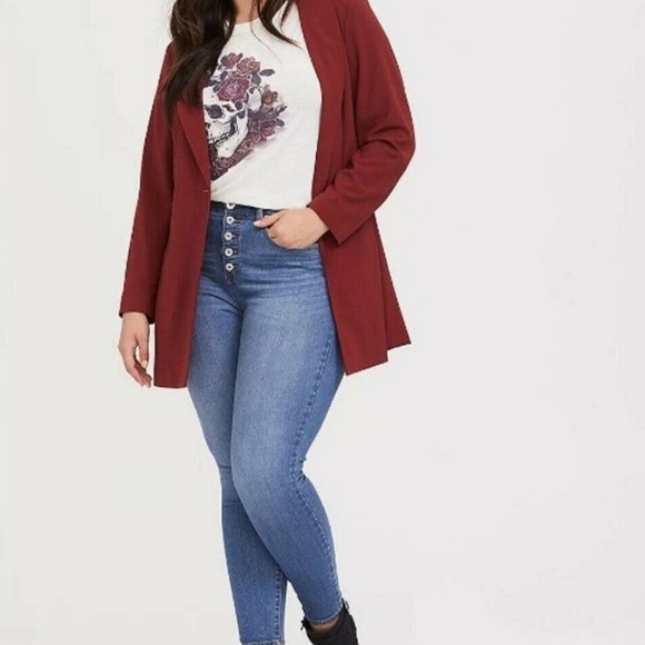torrid Jackets & Blazers - Torrid Red Crepe Longline Blazer